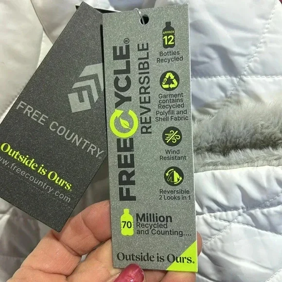 Free Country Cloud Lite Reversible wind resist quilted plush lined jacket/coat - Picture 12 of 14